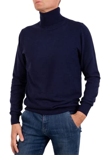 Dolcrollo, Herren-Kaschmir-Mischung, hoher Kragen, hergestellt in Italien, Langarm, Merinowolle, Pullover, Schwarz, Beige, Blau, Grau, Strick, Winterkleidung, blau, XL von Marenza