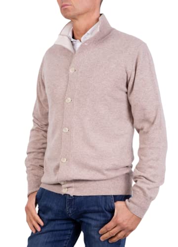 Jacke für Herren, Cashmere Cardigan mit Knöpfen, hergestellt in Italien, Pullover aus Seide, Langarm, Merinowolle, Pullover, Beige, Blau, Grau, Geschenk, Winterkleidung, beige, Medium von Marenza