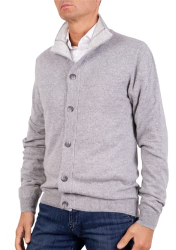 Jacke für Herren, Cashmere Cardigan mit Knöpfen, hergestellt in Italien, Pullover aus Seide, Langarm, Merinowolle, Pullover, Beige, Blau, Grau, Geschenk, Winterkleidung, grau, XX-Large von Marenza