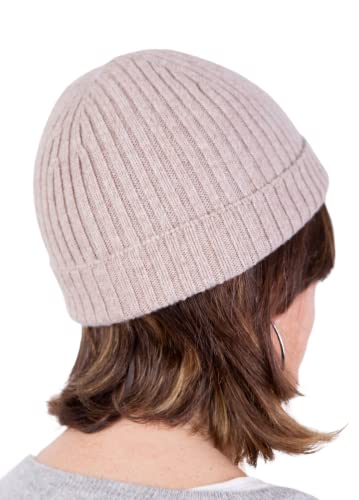 Gemischte Kaschmirmütze Herren Damen Made in Italy Hut Schal Mütze Kaschmir Winter Mütze Uni Merinowolle Schwarz Grau Weiß Beige Warm Einheitsgröße Pashmina, beige, One size von Marenza