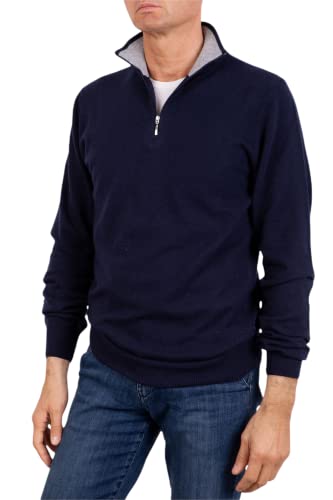 Marenza Herren-Rollkragenpullover aus Kaschmir-Seide, hergestellt in Italien, blau, XX-Large von Marenza