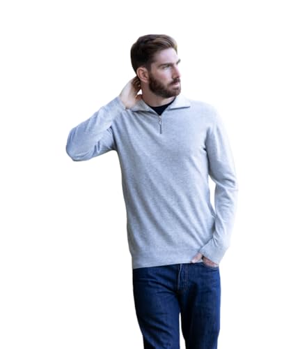Marenza Herren-Rollkragenpullover aus Kaschmir-Seide, hergestellt in Italien, grau, Large von Marenza