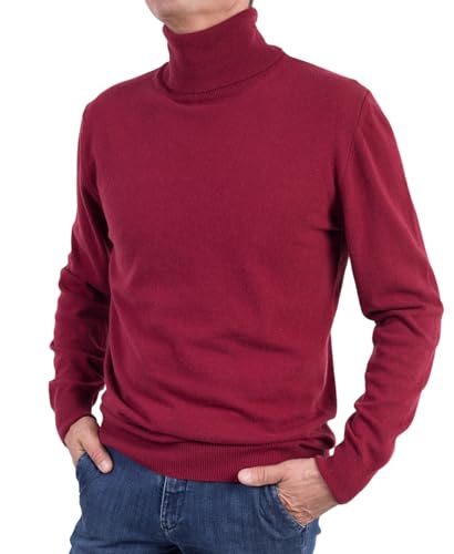 Marenza Rollkragenpullover für Herren, Kaschmir-Mischung, Langarm, hergestellt in Italien, bordeaux, Large von Marenza