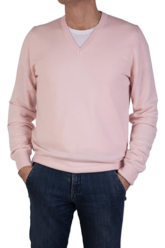 Marenza V-Ausschnitt Herren Langarm Kaschmir-Mischung Seide Made in Italy, Rosa, L Marenza V-Ausschnitt Herren Langarm Kaschmir-Mischung Seide Made in Italy, Rosa, L von Marenza