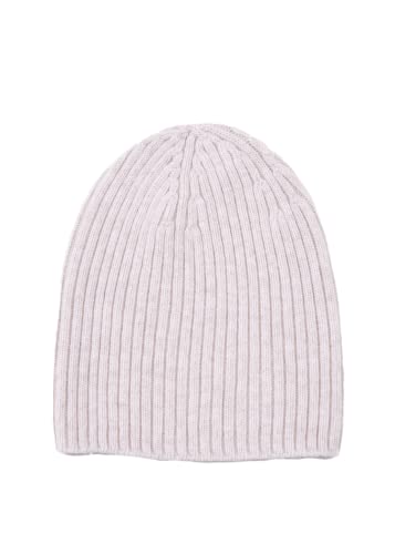Gemischte Kaschmirmütze Herren Damen Made in Italy Hut Schal Mütze Kaschmir Winter Mütze Uni Merinowolle Schwarz Grau Weiß Beige Warm Einheitsgröße Pashmina, Helles Beige, One size von Marenza
