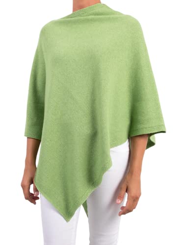 Poncho Mischung Kaschmir für Damen, Made In Italy, Merinowolle, Kaschmir, Schwarz, Beige, Weiß, Blau, Grau, Strick, Umhang, Einheitsgröße, Geschenk, Winterkleidung, Pashmina, Apfelgrün, Einheitsgröße von Marenza