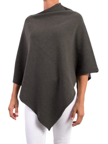 Poncho Mischung Kaschmir für Damen, hergestellt in Italien, Merinowolle, Kaschmir, Schwarz, Beige, Weiß, Blau, Strick, Umhang, Einheitsgröße, Geschenk, Winterkleidung, Pashmina, kaki, Einheitsgröße von Marenza