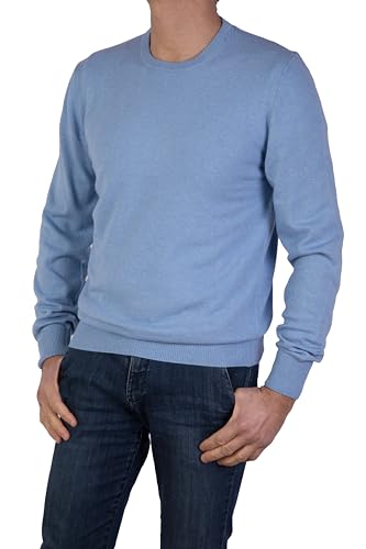 Rundhalsausschnitt aus gemischtem Kaschmir, Made in Italy - Herren, Hellblau, Medium von Marenza