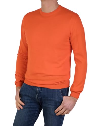 Rundhalsausschnitt aus gemischtem Kaschmir, Made in Italy - Herren, Orange, XL von Marenza