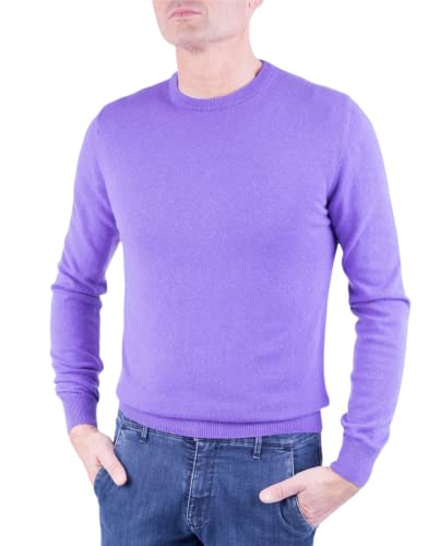 Rundhalsausschnitt aus gemischtem Kaschmir, Made in Italy - Herren, Violett, Large von Marenza