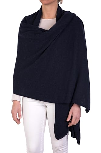 Stola Gemischte Kaschmir Damen Made In Italy Merinowolle Kaschmir Schwarz Beige Weiß Grau Schal Herren Warm Schal Einheitsgröße Umhang Pashmina Schulterbezug, Blau Melange, Einheitsgröße von Marenza