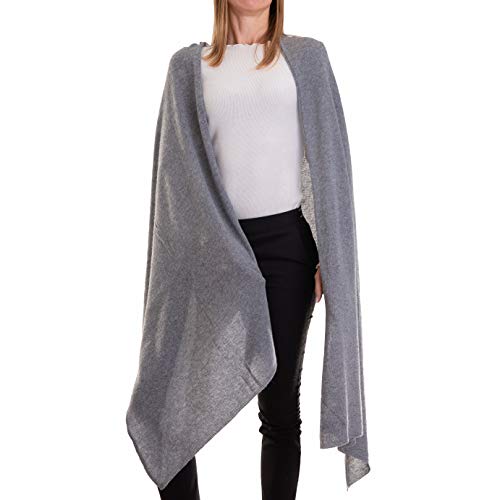 Stola Gemischte Kaschmir Damen Made In Italy Merinowolle Kaschmir Schwarz Beige Weiß Schal Herren Warm Schal Einheitsgröße Umhang Pashmina Schulterbezug, grau, Einheitsgröße von Marenza