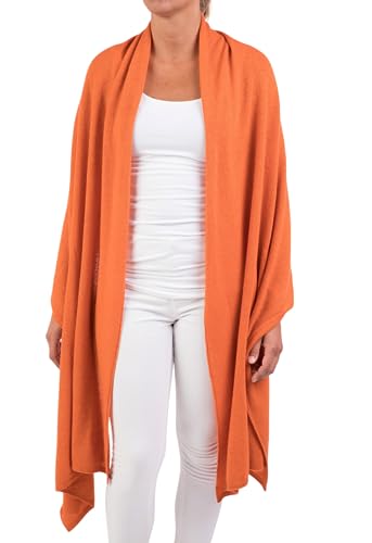 Stola Kaschmir-Mischung für Damen, hergestellt in Italien, Merinowolle, Kaschmir, Schwarz, Beige, Weiß, Schal für Herren, warm, Einheitsgröße, Pashmina, Orange, Einheitsgröße von Marenza