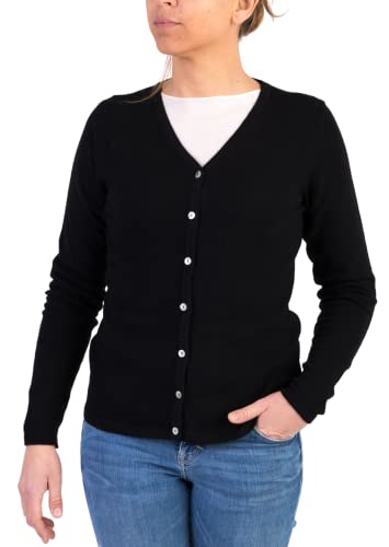 Strickjacke für Damen, Kaschmir, Golfino verschraubt, Knöpfe, hergestellt in Italien, klassisch, Merinowolle, Langarm, Herbst, Kaschmir, Herbst, Winter, Schwarz, Grau, Beige, Winter, Schwarz , XL Strickjacke für Damen, Kaschmir, Golfino verschraubt, Knöpfe, hergestellt in Italien, klassisch, Merinowolle, Langarm, Herbst, Kaschmir, Herbst, Winter, Schwarz, Grau, Beige, Winter, Schwarz , XL von Marenza