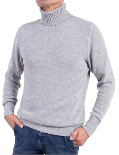 Tshirt hohem Kragen für Herren gemischt Kaschmir Made In Italy Rollkragenpullover Langarm Doppelgarn Herbst Winter Pullover Schwarz (DE/NL/SE/PL, Alphanumerisch, L, Regular, Regular, Grau) von Marenza