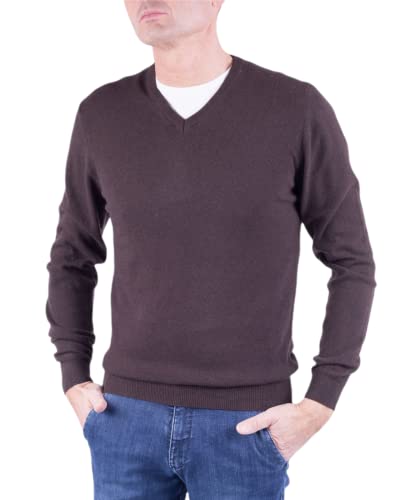 V-Ausschnitt für Herren, Kaschmir-Mischung, hergestellt in Italien, Pullover, Langarm, Merinowolle, Pullover, Beige, Blau, Grau, Geschenk, Winterkleidung, braun, XX-Large von Marenza