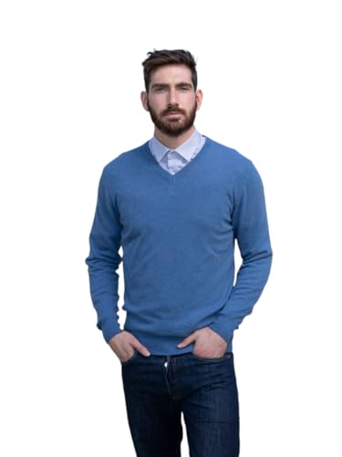 Marenza V-Ausschnitt Herren Langarm Kaschmir-Mischung Seide Made in Italy, denim, XL Marenza V-Ausschnitt Herren Langarm Kaschmir-Mischung Seide Made in Italy, denim, XL von Marenza