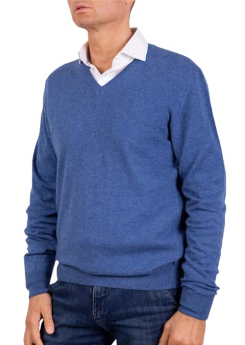 V-Ausschnitt für Herren, Kaschmir-Mischung, hergestellt in Italien, Pullover, Langarm, Merinowolle, Pullover, Beige, Blau, Grau, Geschenk, Winterkleidung, denim, XX-Large von Marenza