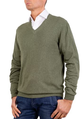 V-Ausschnitt für Herren, Kaschmir-Mischung, hergestellt in Italien, Pullover, Langarm, Merinowolle, Pullover, Beige, Blau, Grau, Geschenk, Winterkleidung, dunkelgrün, Medium von Marenza