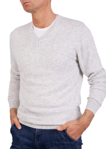 V-Ausschnitt für Herren, Kaschmir-Mischung, hergestellt in Italien, Pullover, Langarm, Merinowolle, Pullover, Beige, Blau, Grau, Geschenk, Winterkleidung, hellgrau, Medium von Marenza