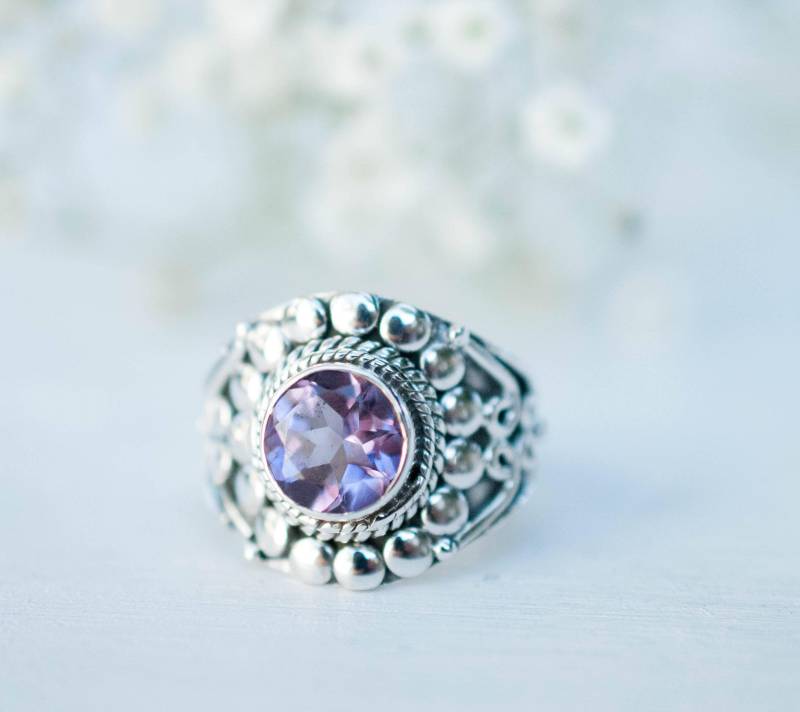 Amethyst Ring ~ Sterling Silber 925 ~Schmuck Handgemacht Alltag Lässig Zart Februar Geburtsstein ~Boho ~Hippie ~Mr099 von MaresiaJewelry