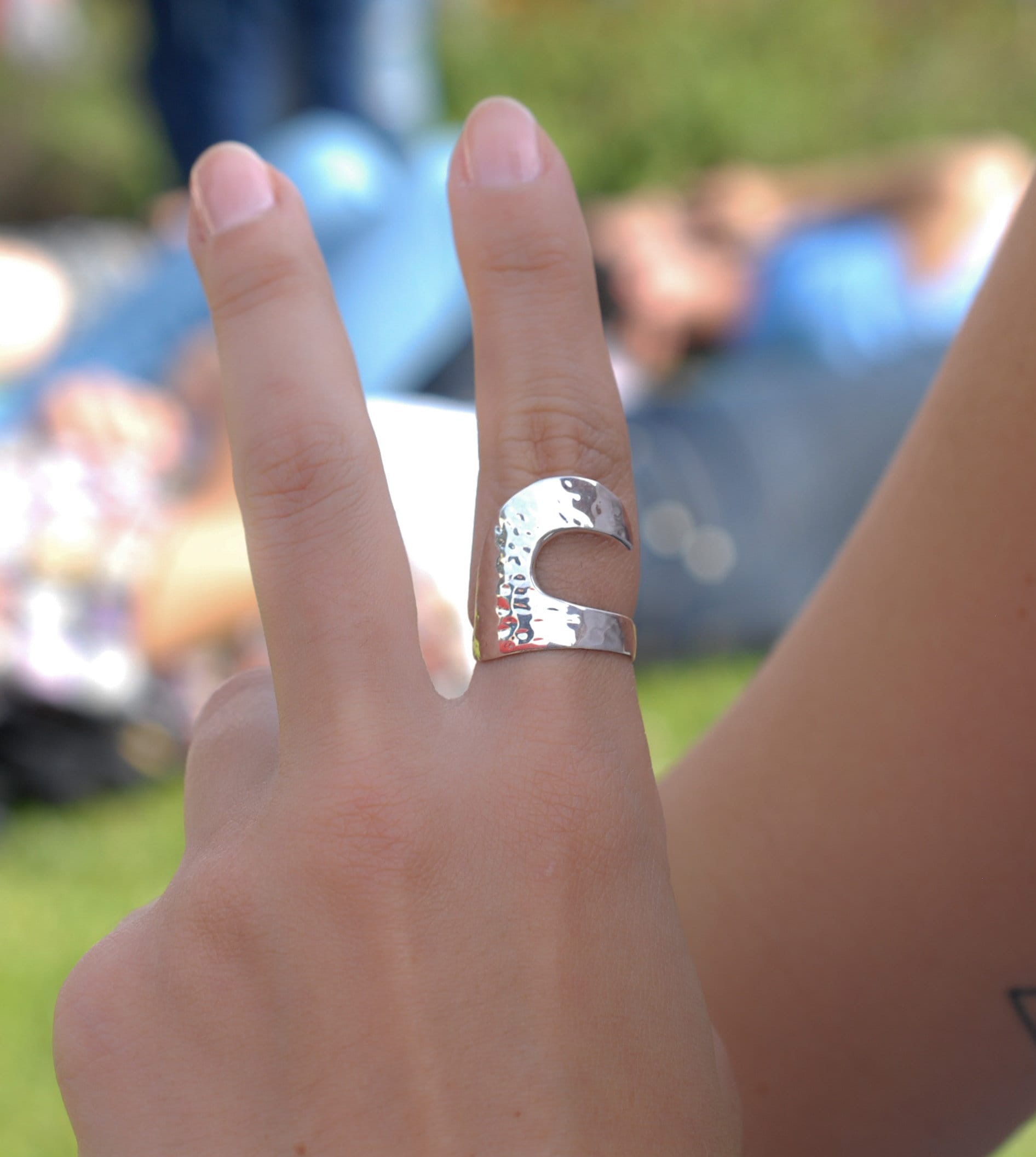 Gehämmerter Wellen Ring ~ Sterling Silber 925 Statement Basic Casual Boho Hippie Ocean~ Beach~ Mr195 von MaresiaJewelry