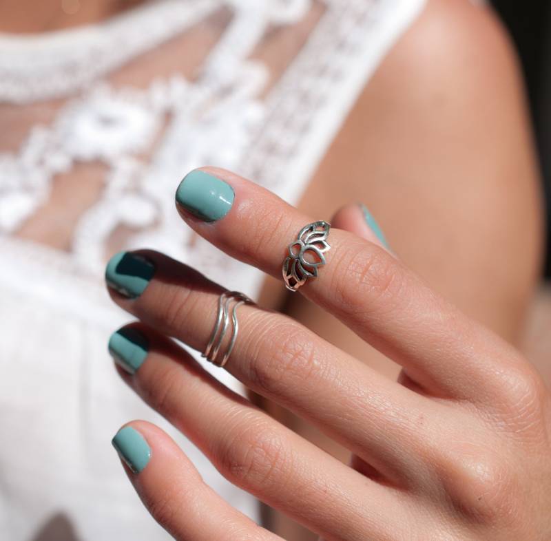 Midi Ring Lotus ~ Blume Sterling Silber 925 Zarte Alltag ~Schmuck ~Geschenk Für Sie ~Valentinstag ~Handarbeit ~Boho ~Hippie Mr171 von MaresiaJewelry