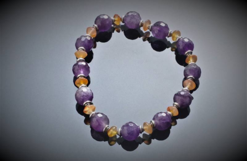 Chakra Armband Amethyst, Karneol Und Silber, Stretcharmband, Monatsstein, Geburtsstein, Heilstein von MaressiSchmuck
