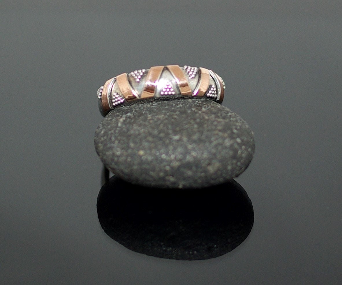 Edler Ring Aus Silber Und Gold, Bicolor, Stapelring, Hand Made von MaressiSchmuck