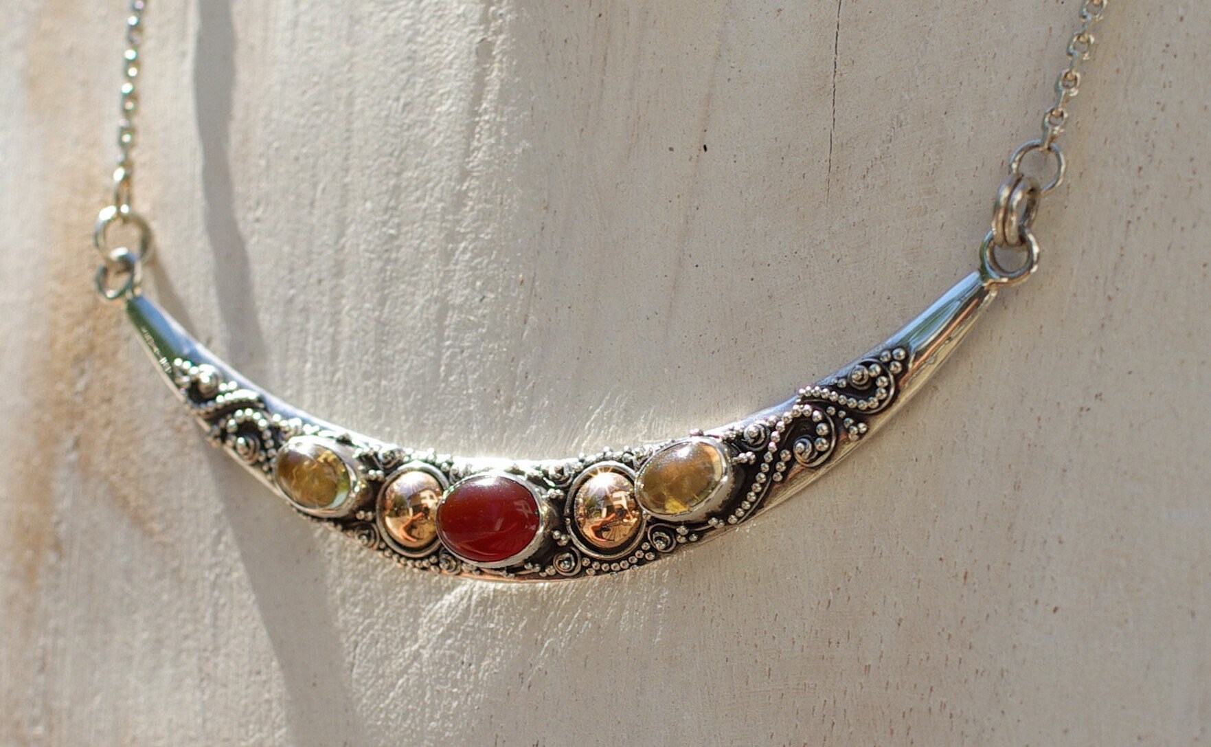 Sehr Edle Bicolorkette Mit Karneol Und Citrin von MaressiSchmuck