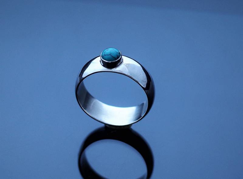 Silberner Ring Mit Einem Cabochon Aus Türkis, Kostbarer Edelstein, Geschenk Valentinstag von MaressiSchmuck