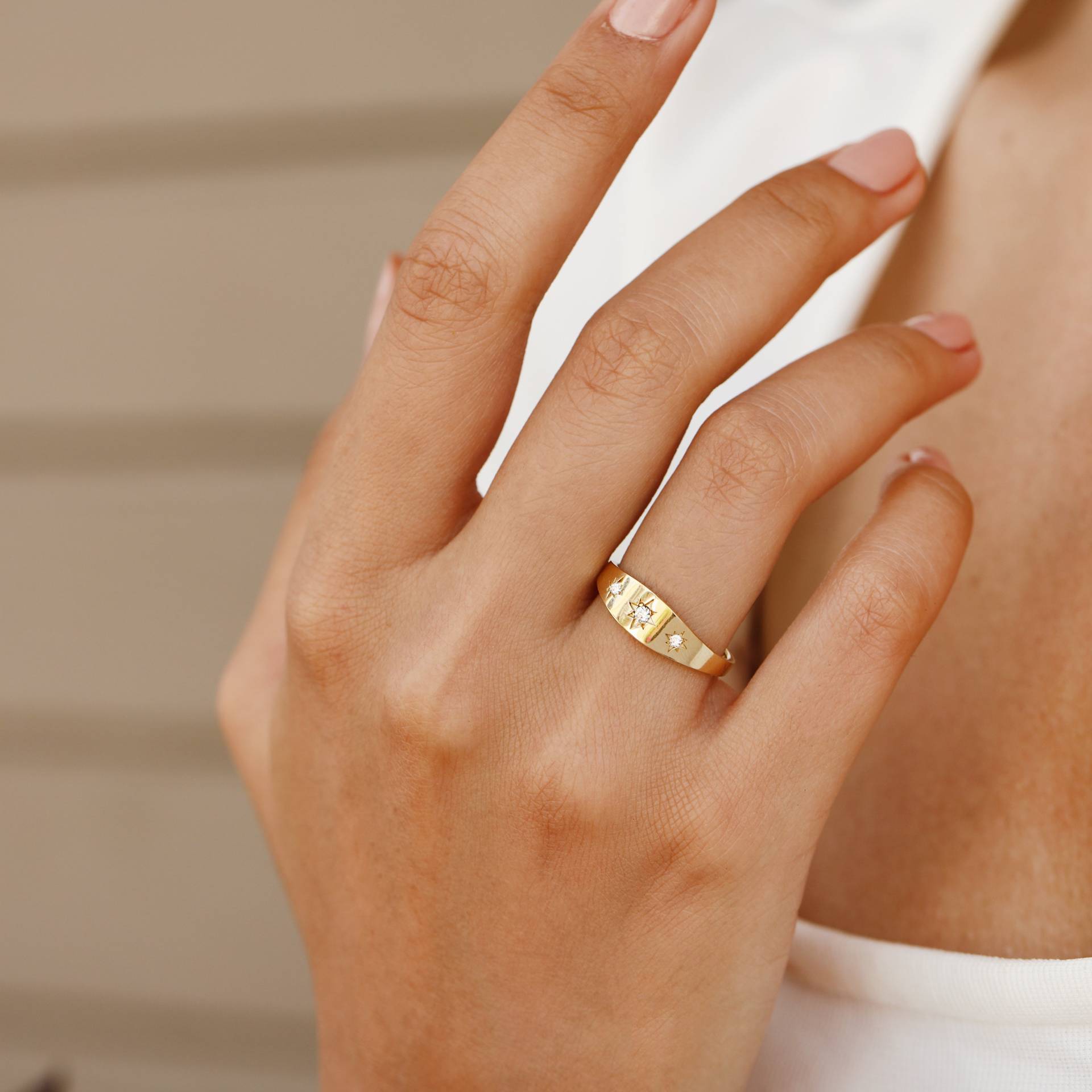 Azoren Ring, 14K Solid Gold Zierliche Einfache Zarte Geschenk Für Sie, Versprechen Echte Uniqe Schmuck von Maresuijewelry