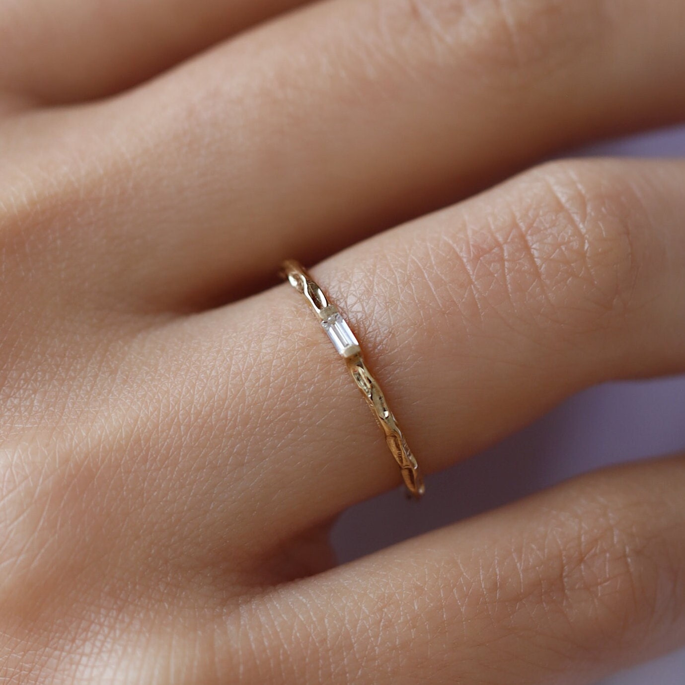 Hauptring, 14K Solid Gold Ring, Eleganter Schmuck, Zierliche Stapelring Für Frauen, Geschenk Sie, Minimaler Zarter Ring von Maresuijewelry