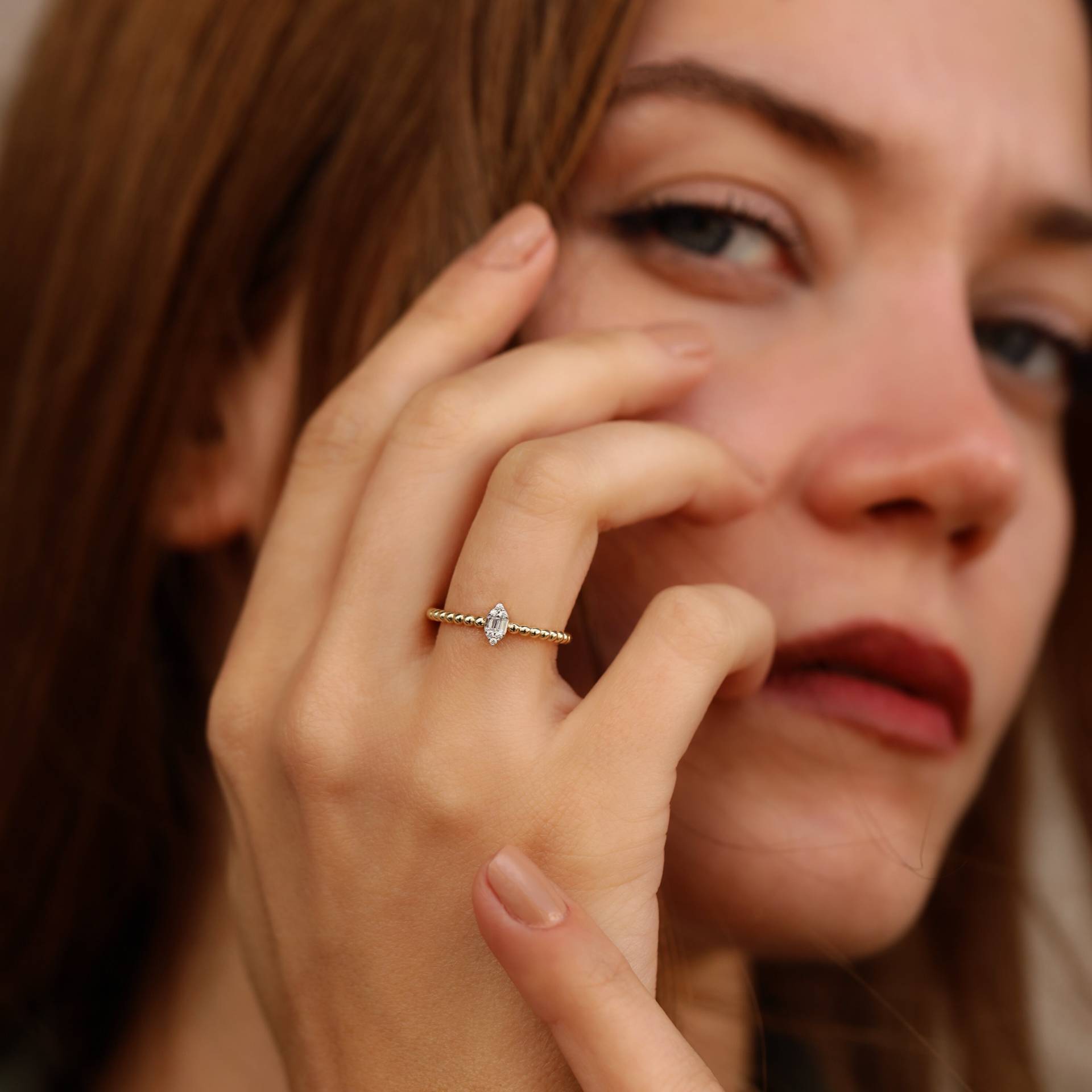 Mandarine Ring, 14 K Solid Goldring, Dünne Gold Stapelringe Für Frauen, Zierliche Minimal Schmuck, Zarter Geschenk Sie von Maresuijewelry