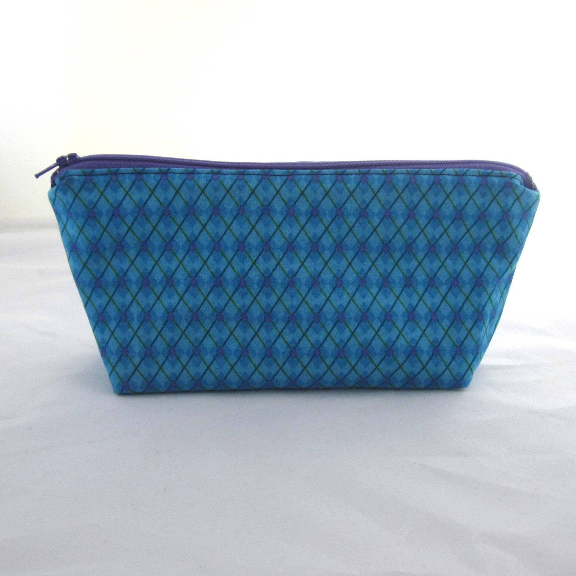 Argyle Reißverschluss Beutel Türkis & Lila Stoff Make-Up Tasche Argyle Reißverschluss Beutel Türkis & Lila Stoff Make-Up Tasche von MarfDaze