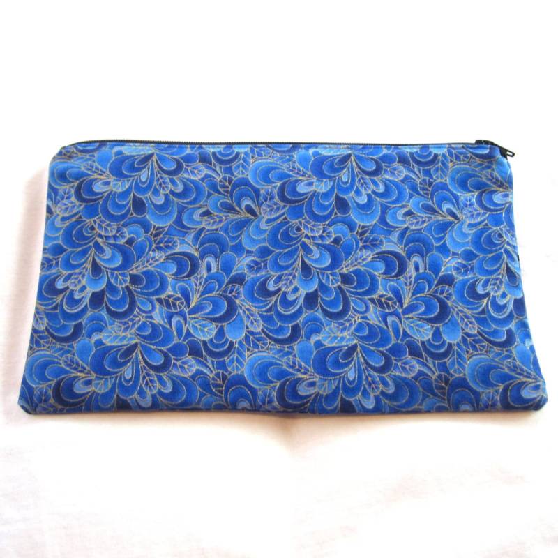 Blau Und Gold Stoff Reißverschluss-Etui/Federmäppchen Schminktasche Gadget Sack Blau Und Gold Stoff Reißverschluss-Etui/Federmäppchen Schminktasche Gadget Sack von MarfDaze