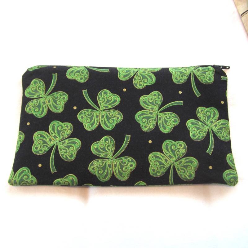 Leicht Schimmernde Kleeblätter Stoff Reißverschluss Beutel/Bleistift Fall Make-Up Tasche Gadget Sack Leicht Schimmernde Kleeblätter Stoff Reißverschluss Beutel/Bleistift Fall Make-Up Tasche Gadget Sack von MarfDaze