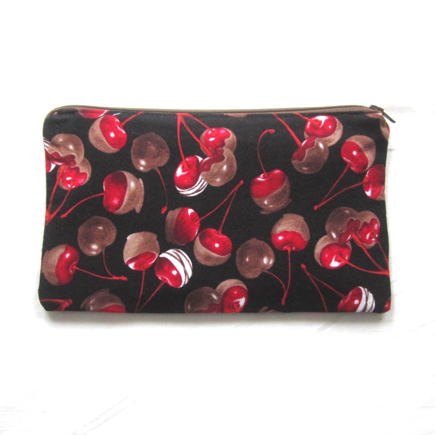 Schoko Bezogene Kirschen Stofftasche/Federmäppchen Schminktasche Gadget Sack Schoko Bezogene Kirschen Stofftasche/Federmäppchen Schminktasche Gadget Sack von MarfDaze