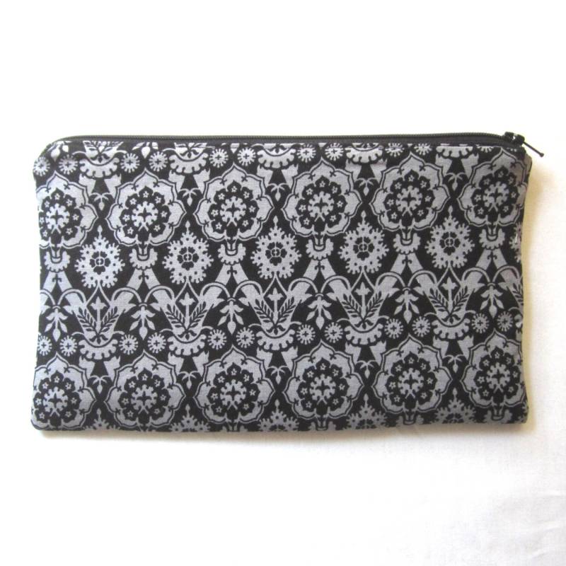 Schwarze Und Graue Stoff-Reißverschluss-Etui/Federmäppchen Schminktasche Gadget Sack Schwarze Und Graue Stoff-Reißverschluss-Etui/Federmäppchen Schminktasche Gadget Sack von MarfDaze