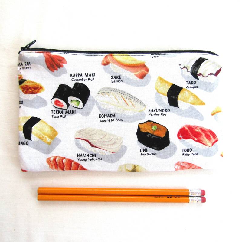 Sushi Stoff Reißverschlusstasche/Federmäppchen Schminktasche Gadget Beutel Sushi Stoff Reißverschlusstasche/Federmäppchen Schminktasche Gadget Beutel von MarfDaze