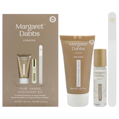 Margaret Dabbs Pure Hands Discovery Gift Set with 45ml Repairing Hand Cream, 10ml Cuticle Oil and Small Crystal Nail File von Margaret Dabbs