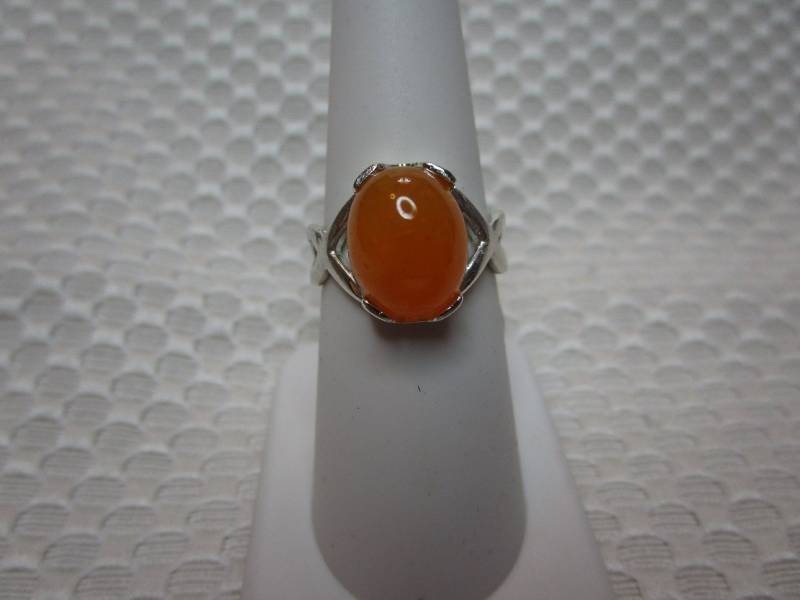 Ovaler Karneol Ring in Cabochonschliff Sterling Silber - Größe 17, 5 cm #2564 von MargaretsGems