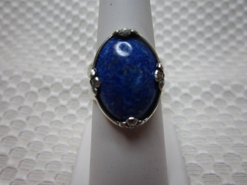Ovaler Lapis Lazuli Ring in Cabochon Schliff Sterling Silber - Größe 6.75 #2546 von MargaretsGems