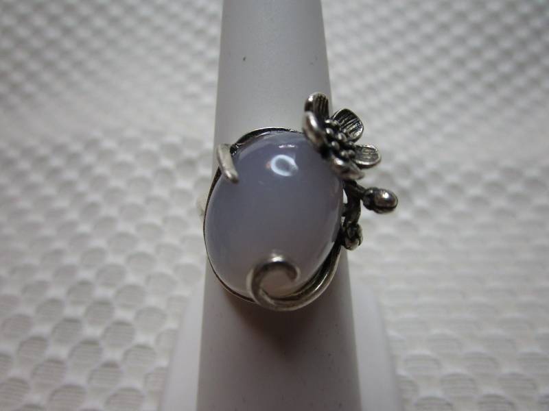 Ovaler Madagaskar Chalcedon Blumen-Ring Cabochonschliff in Sterling Silber - #2545 von MargaretsGems