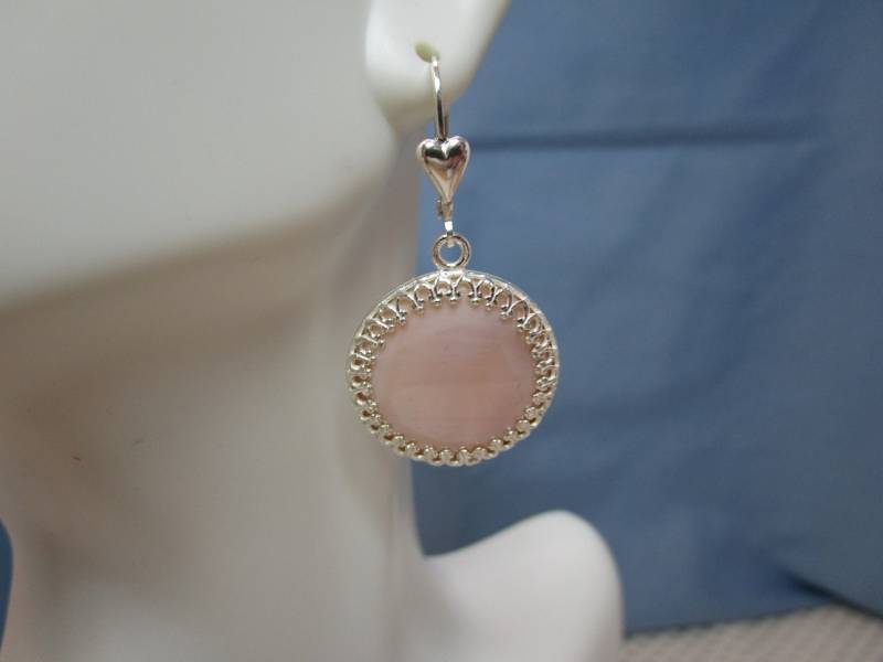 Runde Rosa Perlmutt Ohrringe in Sterling Silber #2614 von MargaretsGems