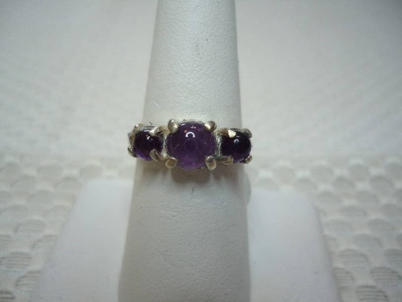 Runder Amethyst Cabochon Dreistein Ring in Sterling Silber - Größe 6.5 #2003 von MargaretsGems