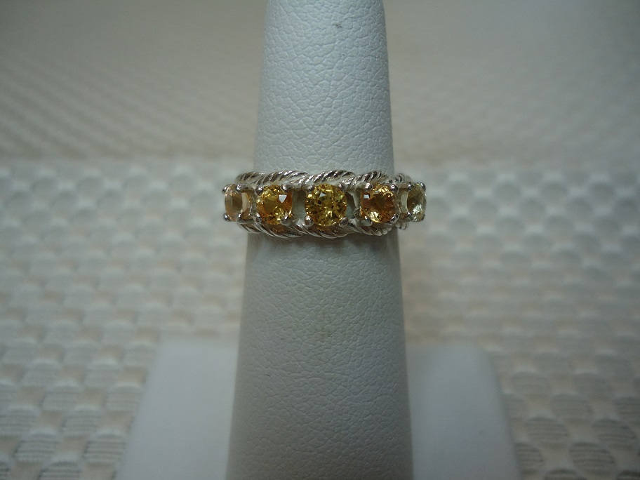 Runder Cut Gelber Ceylon Saphir Band Style Ring in Sterling Silber - Größe 4.75 #2068 von MargaretsGems
