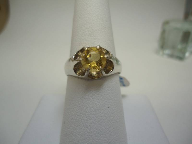 Runder Zitrinring in Sterling Silber - Größe 8, 75 #1003 von MargaretsGems