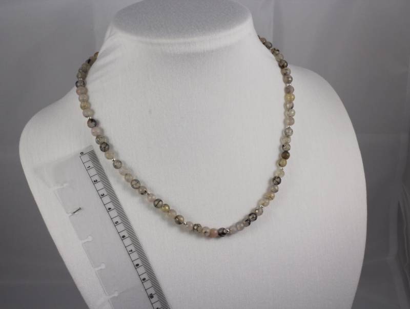 Schöne Kette Aus Facettiertem Achat Und 925Er Silber, Länge 48, 5 cm Schöne Kette Aus Facettiertem Achat Und 925Er Silber, Länge 48, 5 cm von MargaritiferaGems