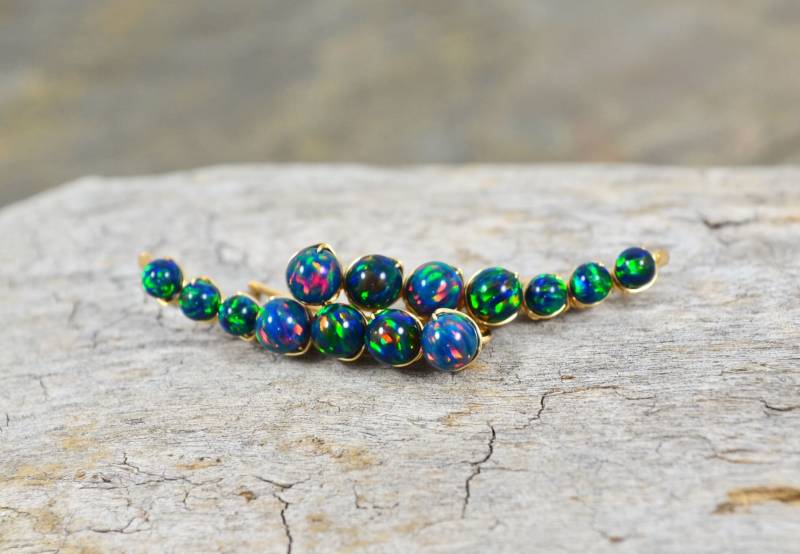 Schwarzer Opal 14K Gold Filled Ohr Kletterer, Lab Erstellt Blau Auffällige Feuer Crawler Sterling Silber Pin Vine Sweep Geschenk Für Sie Schwarzer Opal 14K Gold Filled Ohr Kletterer, Lab Erstellt Blau Auffällige Feuer Crawler Sterling Silber Pin Vine Sweep Geschenk Für Sie von MargayB